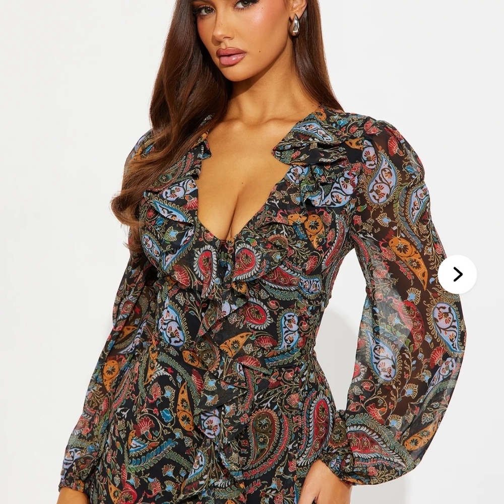Floral Paisley Long Sleeve Dress